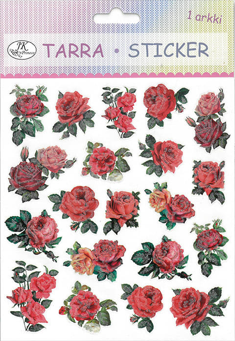 Red rose Paper Glitter Sticker